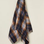 100% Merino Lambswool Throw Blanket Block Winterton Navy - Bronte By Moon