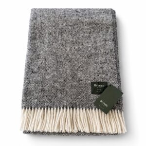 Bronte by Moon Grey Shetland Wool Throw Blanket – Made in England