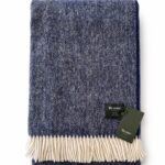 Bronte by Moon Navy Shetland Wool Throw Blanket – Made in England