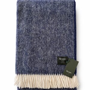 Bronte by Moon Navy Shetland Wool Throw Blanket – Made in England