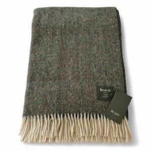 Bronte by Moon Green Shetland Wool Throw Blanket – Made in England
